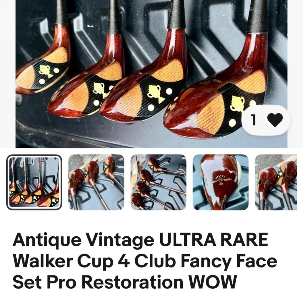 Antique ULTRA RARE Walker Cup 4 Club Fancy Face Set Pro Resto WOW!!!1920s Patent